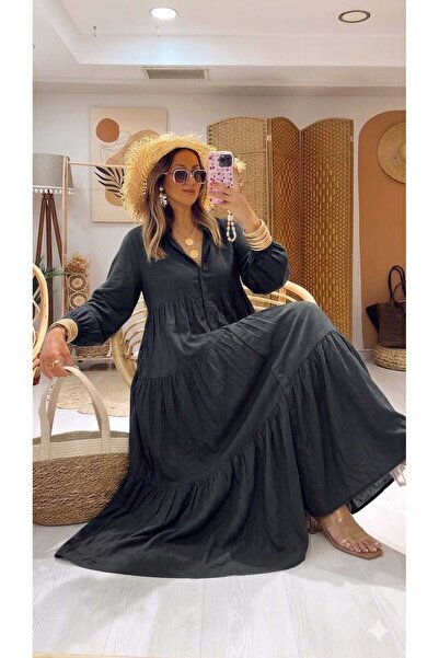 QUAWEAR V-Neck Half Placket Buttoned Elasticized Sleeve Hem Viscose Fabric Fu...