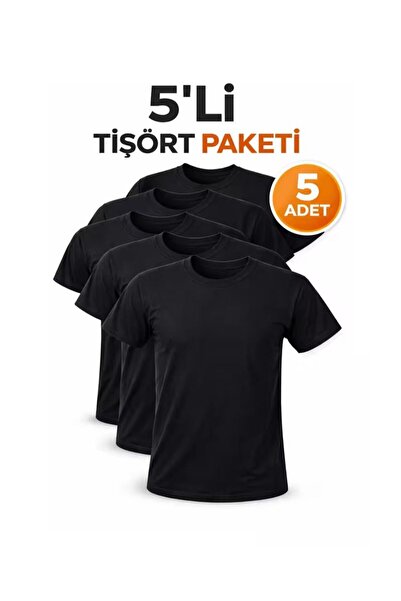 SİBELİZE Unisex Plain Unprinted Five-Pack Compact Oversize T-Shirt
