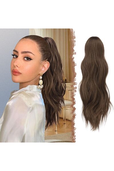 Dotail Extensie de păr Feshfen, cu clips, ondulată, 50 cm, fibră sintetică, m...