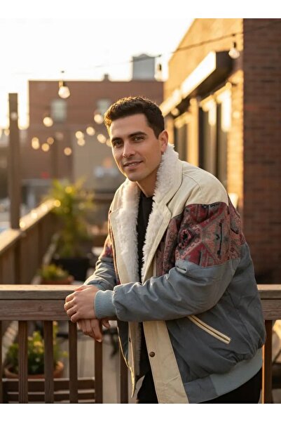 CANMODA (7896) Recien Unisex Fur Collar Vintage Aztec Jacket Oversize 90S Coa...