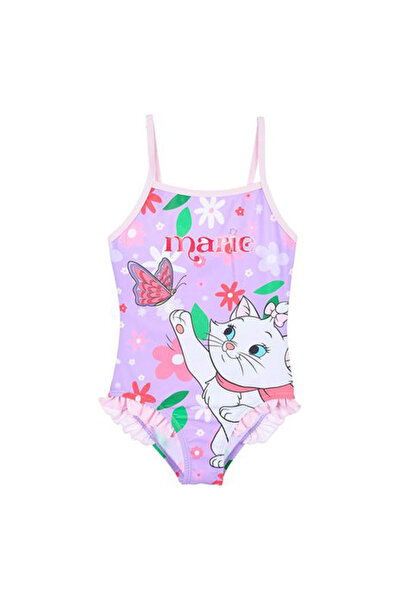 Marie Cat Full Disney Flowers Bath Suit Purple