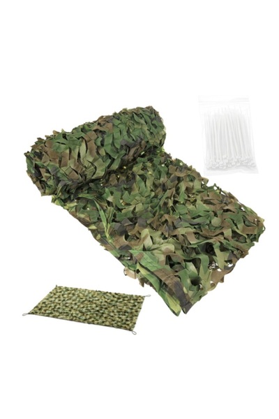 KESNUP Camouflage net for fence with size 3 x 6 m and 100 fastening clips, Da...