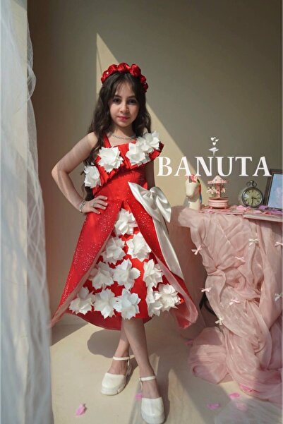 Banuta Royal Allure Evening Gown with Floral Appliques and a Moving Bow