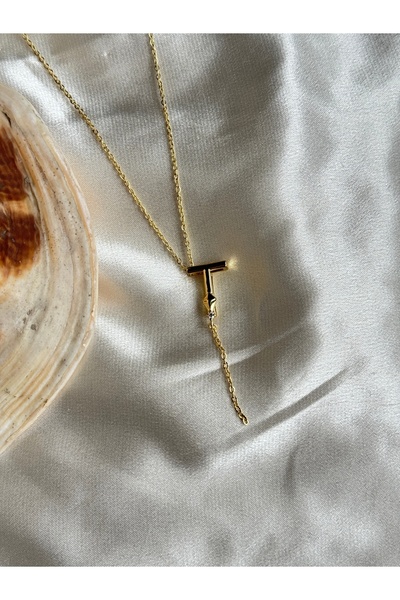 lotusbybuket %100 Çelik gold T harfli kolye