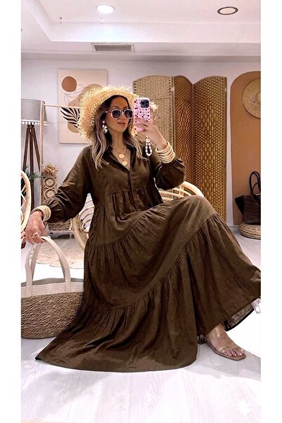 QUAWEAR V-Neck Half Placket Buttoned Elasticized Sleeve Hem Viscose Fabric Fu...