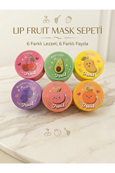 PİRAYE AKSESUAR Meyveli Dudak Bakım Maskesi - Fruit Gloss Lip Mask 6'lı Set