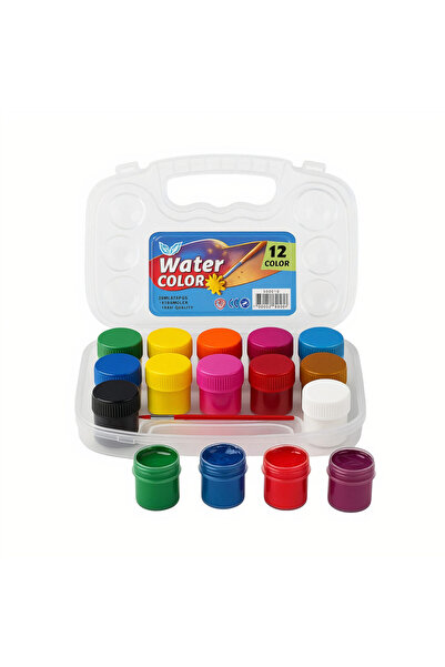Issa Watercolors in Jar 4cm Water-Based 12/set with Brush, in Box 18x14cm wit...