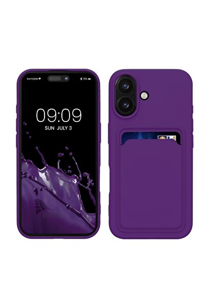 HANPORIUM حافظة سيليكون متوافقة مع آيفون 16 مع حامل للبطاقات وغطاء مرن لحماية...