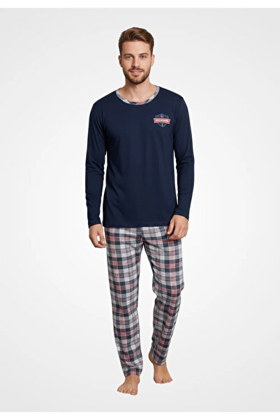 Serena Men's Pajamas, Long Sleeves and Matching Long Pants, ''Academic'' Prin...