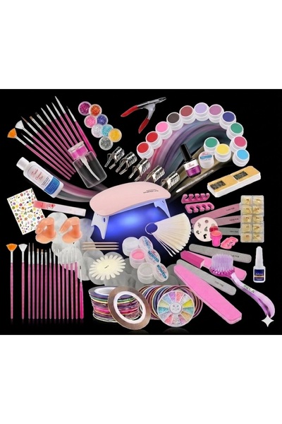 SELA False nail kit with gel no.112, LED lamp, 481 pieces,