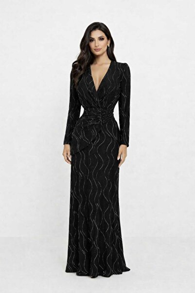 saher-alshrek Black Evening Dress Handcrafted