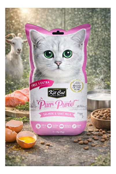 Kit Cat بور بوريه مكافآت القطط سلمون وحليب الماعز 5 × 15 جرام (75 جرام)