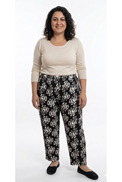 BİLGENS BUTİK Women's Spring Summer Season Plus Size Karin Fabric Ethnic Patt...