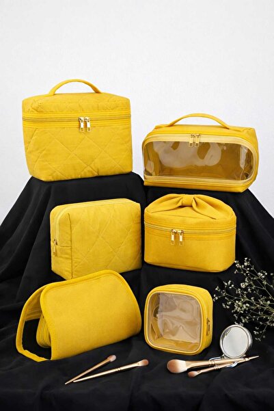 Lui Baby 6-Piece Makeup & Organizer Bag Set Stylish Textured Fabric, Zippered...