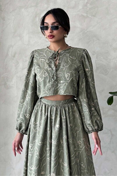 VERYMODA Embroidered Front Tie Blouse - Light Khaki |   F1902