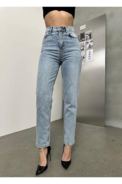 yesmoda Blue High Waist Mom Jean