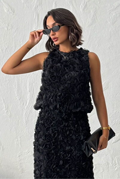 VERYMODA Gül Süzüneli Sleeveless Blouse - Black |   F1989