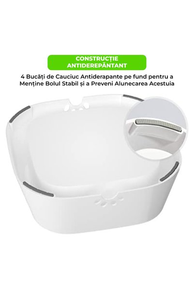 TRUE MARK - Bol Animale Fibră Bambus 15cm, Alb - , Antiderapant, Ușor de Curățat
