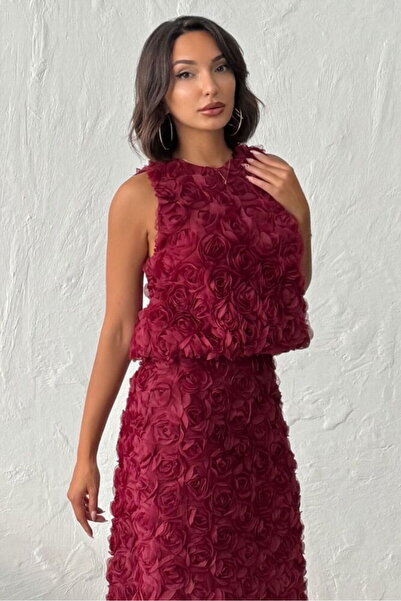 VERYMODA Gül Süzüneli Sleeveless Blouse - Burgundy |   F1989