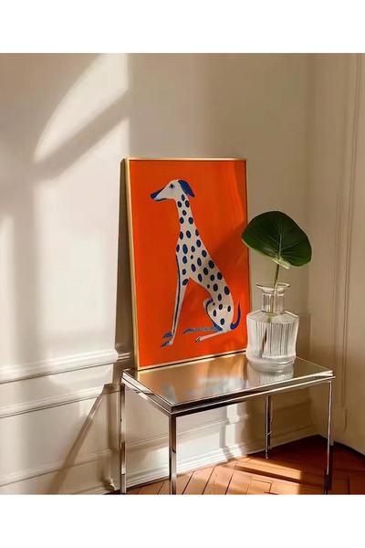 Linacci Gold Framed Modern Dalmatian Dog Artistic Glass Wall Decoration Paint...