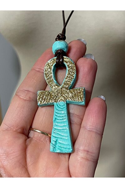 zeinapp Ankh symbol spiritual symbol design gold leaf handmade ceramic porcel...