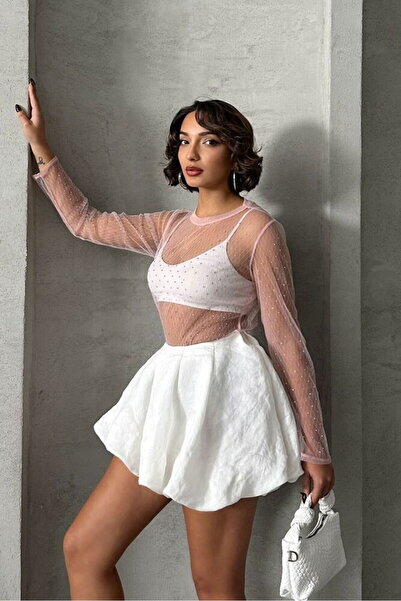 VERYMODA Polka Dot Tulle Blouse - Pink |   F1603