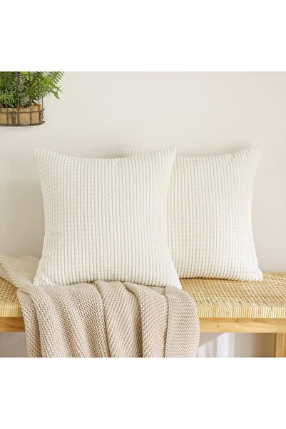 Dotail Set of 2 EMEMA decorative pillowcases, ribbed pattern, 50 x 50 cm, vel...