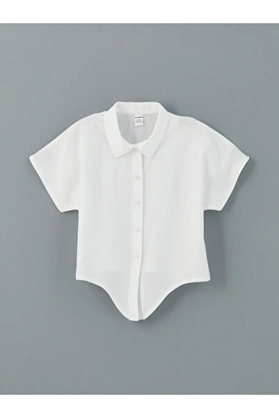 LC Waikiki LCW Kids Beyaz Kısa Kollu Basic Kız Çocuk Gömlek