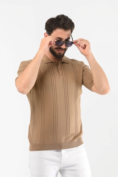 ONNO Πλεκτό μπλουζάκι με βαμβακερό νήμα και ρίγες σε όλο το μήκος