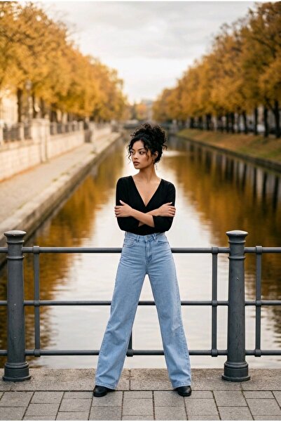 hies ΤΖΙΝ - ΠΑΝΤΕΛΟΝΙ ΠΑΛΑΖΟ ΜΕ ΦΟΥΣΚΩΤΕΣ ΜΠΑΤΣΟΥΛΕΣΕΙΣ ΣΕ ΧΡΩΜΑ ΜΠΛΕ ΤΟΥ ΠΑΓ...