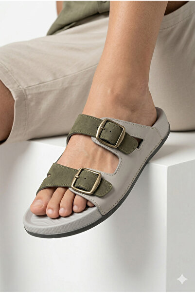 StWenn Men's Double Buckle Daily Slippers Orthopedic Sole Lightweight Comfort...