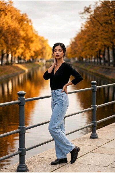 hies Τζιν παντελόνι με φαρδιά μπατζάκια, ψηλόμεσο, λύκρα, παλάτσο, χαλαρό, σε...