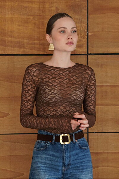 VERYMODA F 2092 Lace Blouse - Brown |   F2092