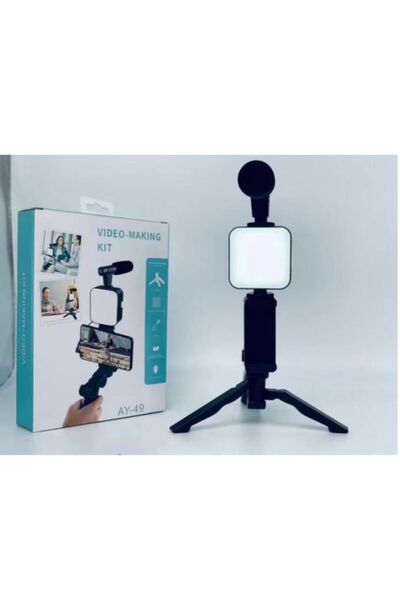 SimpluAcasa Kit Vlog pentru Telefon, Trepied + Microfon + Lampa LED, Filmare ...