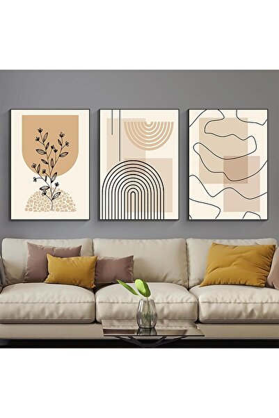 Dotail Set of 3 Pynvdd paintings, abstract and minimalist art, 60 x 90 cm, ca...
