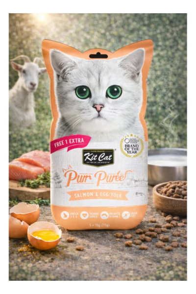 Kit Cat بور بوريه مكافآت القطط بالسلمون وصفار البيض 5 × 15 جرام (75 جرام)