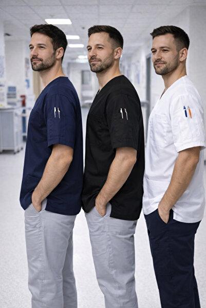 mirach Σετ 3 τεμαχίων Ανδρικά Scrubs σε μπλε ναυτικό, μαύρο και λευκό χρώμα, ...