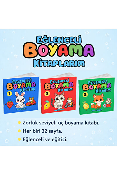 MasterZeka EĞLENCELİ BOYAMA KİTABIM (3 KİTAP, HERBİRİ 32 SAYFA)