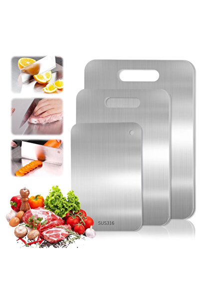 Dotail Bafeil 3-Piece Kitchen Chopping Board Set, Titanium, Double-Sided, 39 ...