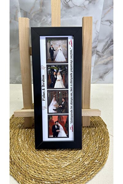 Atelier Baskı Kişiye Özel 4 Fotoğraflı Siyah Anı Çerçevesi - Düğün ve Yıldönü...