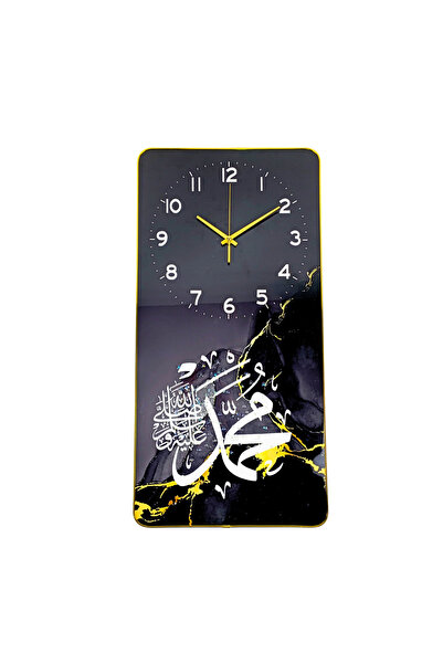 OEM Clock painting 60x30 cm, black with yellow and white accents