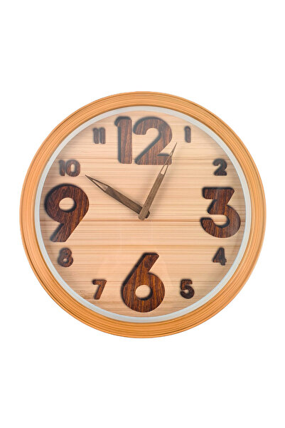 OEM Analog wall clock 30 cm, wood style, silent mechanism, AA battery