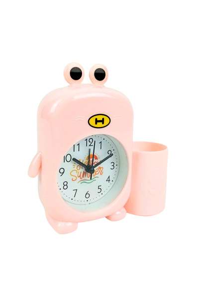 OEM Pink alarm clock with animal, pen holder, loud alarm, no snooze
