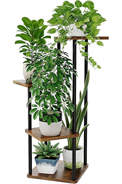 Dotail Bamworld Βάση Φυτών, 4 επιπέδων, 30 x 30 x 80 εκ., κατασκευή από μέταλ...