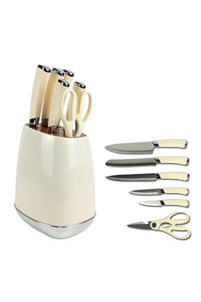 OEM 6-piece kitchen knife set with scissors and holder, stainless steel, ergo...
