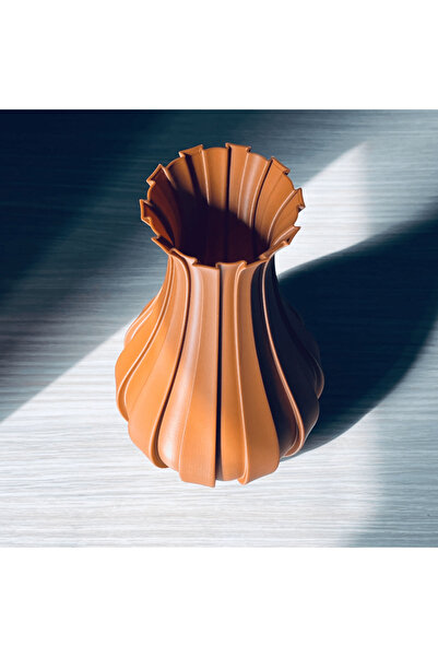 OEM Decorative brick vase, 19.5 cm with vertical design, modern minimalist style