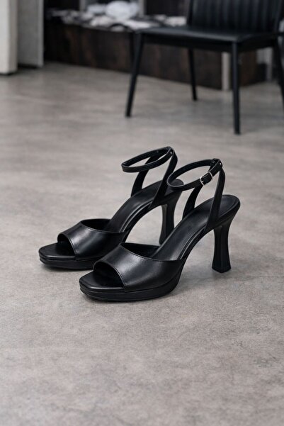 lünya shoes kadın platform siyah bilekten bağlamalı topuklu ayakkabı
