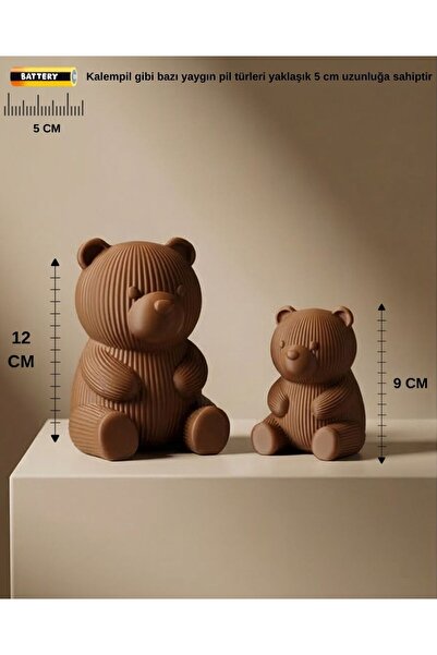 Printorium Minimalist Ayıcık Biblo Seti 2’li – 12 cm & 9 cm Dekoratif Masaüst...