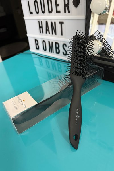 LAND OF MYTH Lom1218 Double Sided Skeleton Brush Hair Styling Wet-Dry Opening and Quick Drying Brush -Black