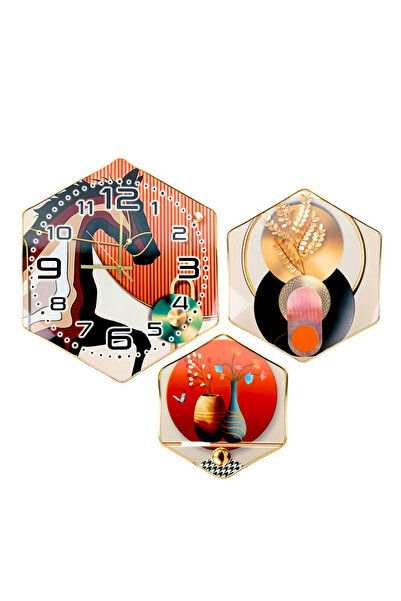 OEM Diamond wall clock with 3 elements, modern design, silent mechanism